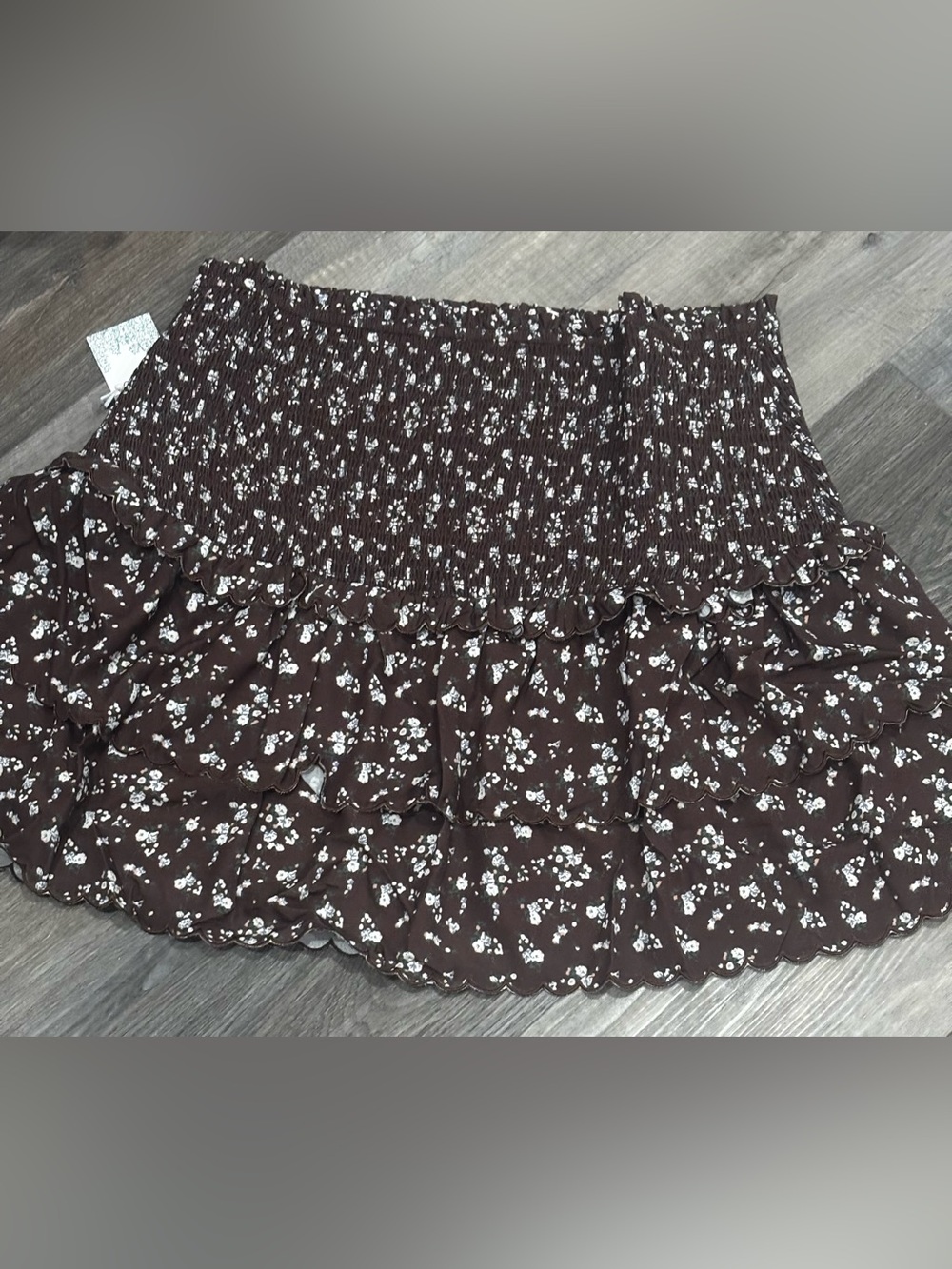 NWT Tuckernuck Hyacinth House "Steff" Smocked Mini Skirt XL Brown Ditsy Floral - Picture 7 of 11